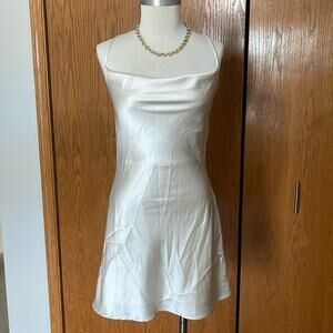 Le Lis Ivory Cross Back Tie Slip Dress  Lined Size M